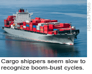 Cargo shippers seem slow to recognize boom-bust cycles.