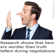 Research shows that liars are wordier than truth tellers during negotiations